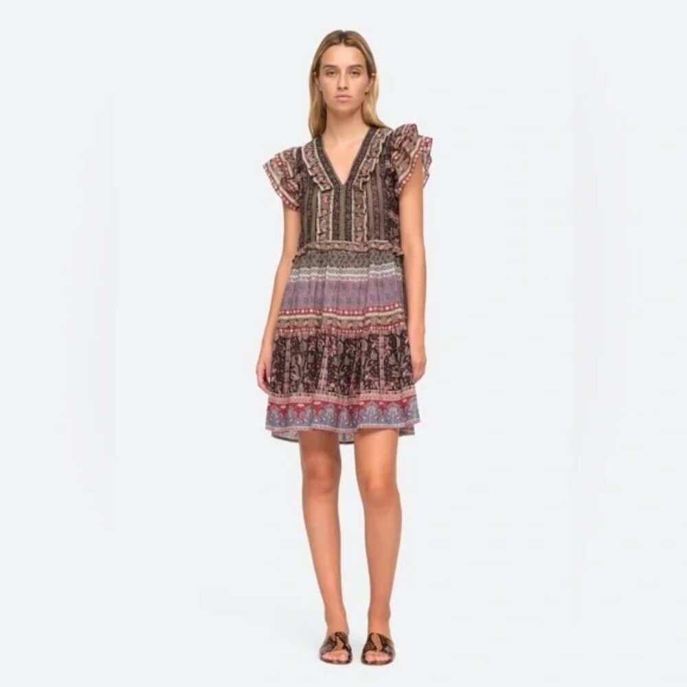 Sea New York Brooke Border Print Flutter Sleeve Mini Dress — Size S - Picture 5 of 5